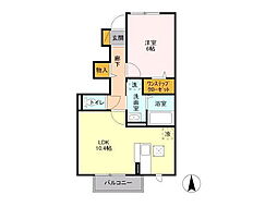 ティアラB 1LDKの間取図画像