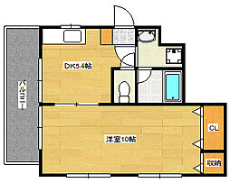 グランドメゾン西本 2階1DKの間取り