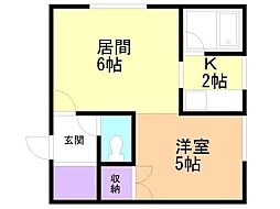 コートハウス愛宕B棟 1LDKの間取図画像