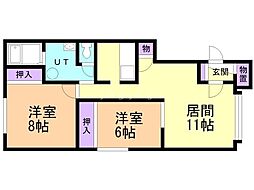 LiNZA 2LDKの間取図画像