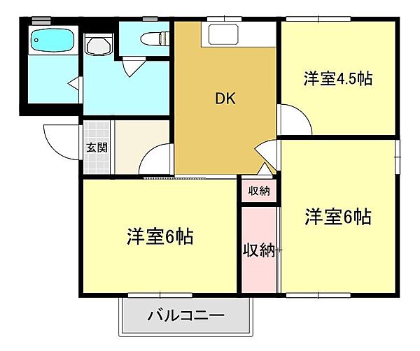 ヴェルドミール　Ａ 201｜群馬県伊勢崎市曲沢町(賃貸アパート3DK・2階・48.84㎡)の写真 その2