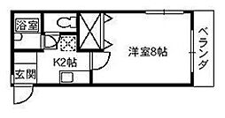 エメローズ井内 1階1Kの間取り