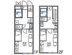 レオパレスエクレール 1Kの間取図画像