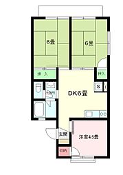 カーサ・コスモ 3DKの間取図画像