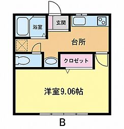 Gフラット 1Kの間取図画像