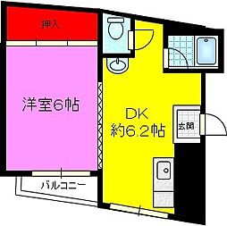 ウイズホーム當 4階1DKの間取り
