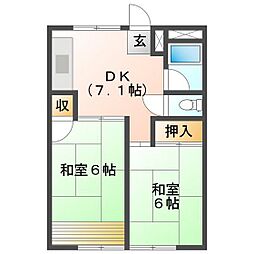 アイティーオービル 3階2DKの間取り