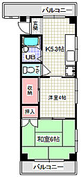 藤田ハイツ 2Kの間取図画像