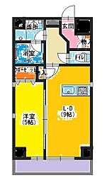 プラセル樟葉 1階1LDKの間取り