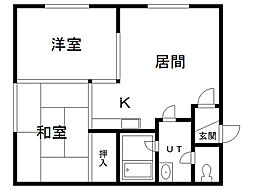 ヤマザキコーポ5・16 2LDKの間取図画像