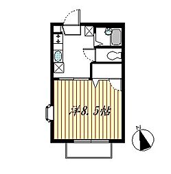 プレシオK 2階1Kの間取り