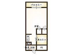 ライオンズマンション相模原第6 ワンルームの間取図画像
