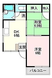 マリンハイツ津久井 2DKの間取図画像
