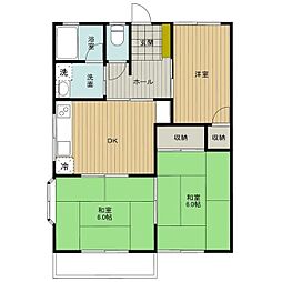 佐貫アパート駅前5号館 2階3DKの間取り