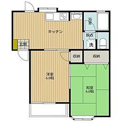 スペースシルキーナ 1階2DKの間取り