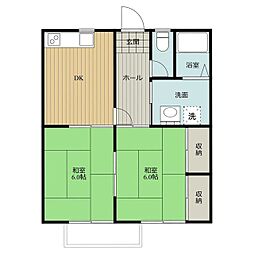 クレセントハイツI 2階2DKの間取り