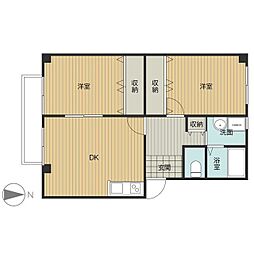 パレオス2 2LDKの間取図画像
