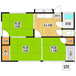JR常磐線 土浦駅 バス15分 浅間台下車 徒歩5分の賃貸一戸建て 3DKの間取り