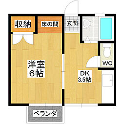 シティハイツサカイ 2階1DKの間取り