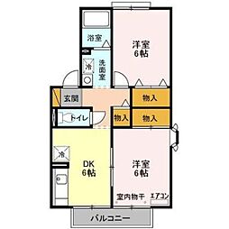 セジュール烏山2 2DKの間取図画像
