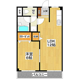 プラウディア 3階1LDKの間取り