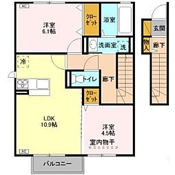 フィオーレ　弐番館 2階2LDKの間取り