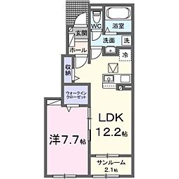 エトワール　Ａ（上稲吉） 1階1LDKの間取り
