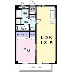 カーサプロント 2階1LDKの間取り
