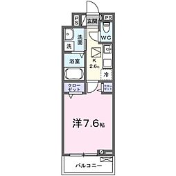 ヒカルサ土浦滝田 3階1Kの間取り