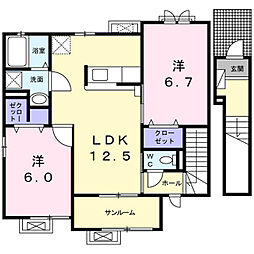 アイステージ 2階2LDKの間取り