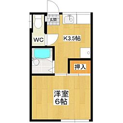 RIVA（リーヴァ） 2階1Kの間取り