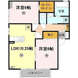コーポラスヒロF 2LDKの間取図画像