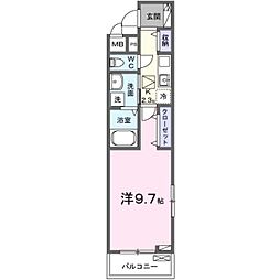 ヒカルサ土浦滝田 1階1Kの間取り