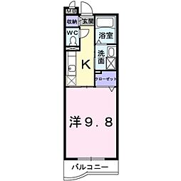 グランレイク　サクラ 2階1Kの間取り