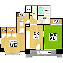 スカイハイツ川口（管理物件用） 3階2DKの間取り