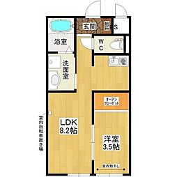 コンポステーラI 2階1LDKの間取り