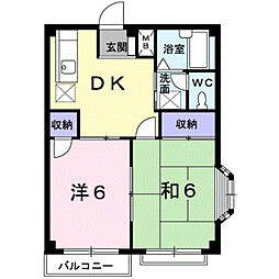 エルディム西B 2DKの間取図画像