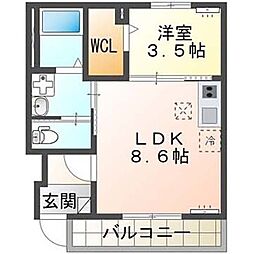 メゾン・デ・ブリズ 1階1LDKの間取り