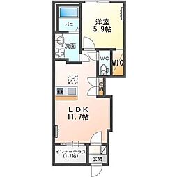 colline（コリーヌ） 1階1LDKの間取り