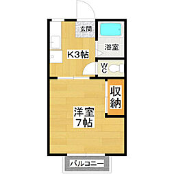 マイシティライフ16番館 1Kの間取図画像