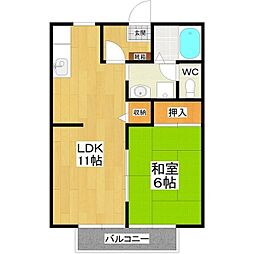 Aグリーンハウス八坂前 1LDKの間取図画像