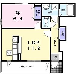 メゾンドソレイユ 1LDKの間取図画像