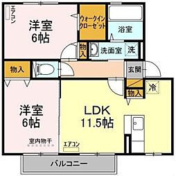 サンフローラD 2LDKの間取図画像
