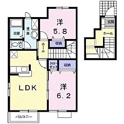 サンヒルズ永国C 2LDKの間取図画像