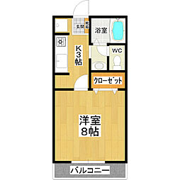 メゾンドゥエトワール2 1Kの間取図画像