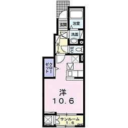土浦市上高津アパート ワンルームの間取図画像
