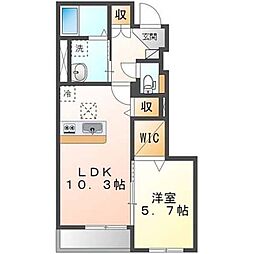 hermana(エルマーナ)V 1LDKの間取図画像