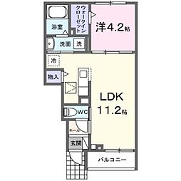 土浦市並木2丁目アパート 1LDKの間取図画像