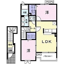 グリーンハウスB 2LDKの間取図画像