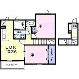 ドゥメゾンC 2LDKの間取図画像